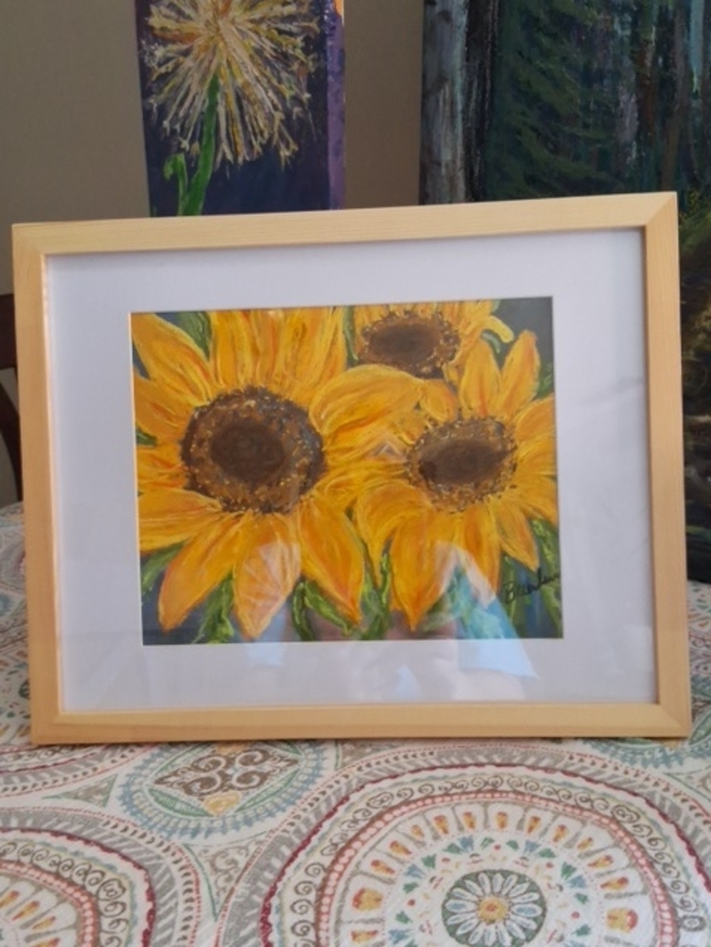 "Sunflower Trio" Original Unframed Artwork Created By Brea Marie 9 X 12 - Picture 5 of 6